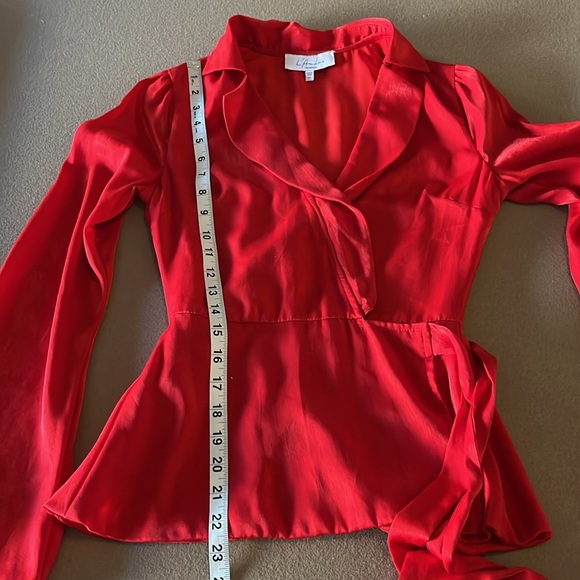 L'Academie Red Sexy Low Cut V “The Russell” Blouse- XS - Picture 10 of 14